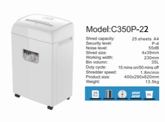 新製品 ヘビーデューティー 大容量ゴミ箱 35L 22枚細断 シュレッダー クロスカット オフィス/家庭用 C350P-22